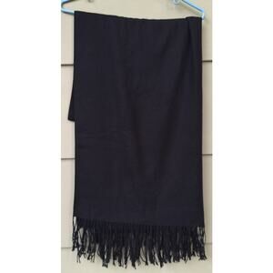 Cashmere Black Wrap Blanket Scarf Shawl with Fringe 27" x 71"